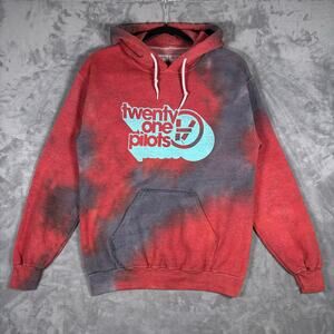 Twenty One Pilots Hoodie XS Red Black Bleach Wash Graphic Band Pullover